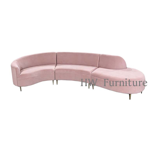 Pink Velvet Lounge Sofa For Living Room & Wedding Events Use