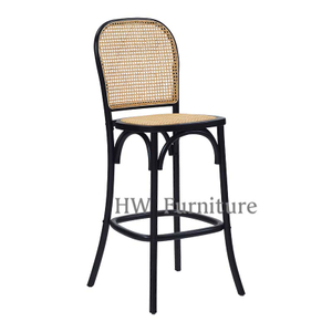 Black Wooden Dining Chairs With Rattan Back/Bar Chairs For Dining & Wedding Events Use