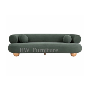 Home Furniture Green Velvet Lounge Sofa with Wood Legs For Home & Wedding Furniture
