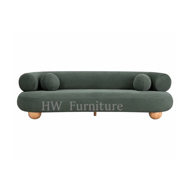 Home Furniture Green Velvet Lounge Sofa with Wood Legs For Home & Wedding Furniture