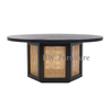 Black Round Solid Wood Dining Table With Rattan For Dining Room & Wedding Furniture Use