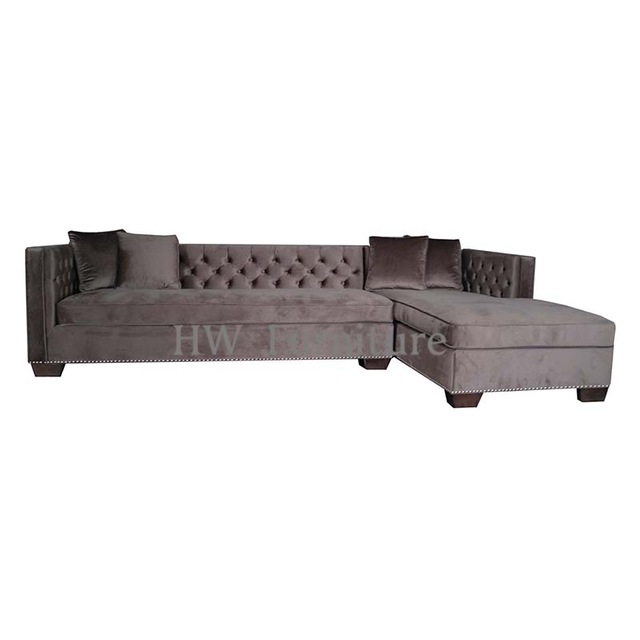 Living Room Furniture Brown Velvet Lounge Sofa For Home & Wedding Events Use