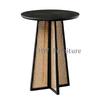 Round Black Wooden Bar Table/Tall Table With Rattan For Home & Wedding Events Use
