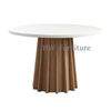 Round Wooden Dining Table With Marble Surface For Dining Room & Wedding Events Use