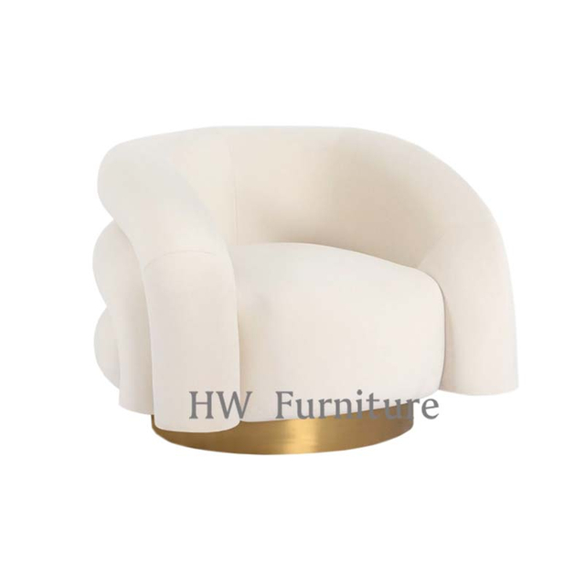 White Velvet Lounge Chairs With Stainless Steel Base For Home & Wedding Furniture Use