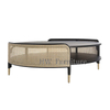 Round Black Wooden Coffee Table With Rattan For Home & Wedding Furniture Use