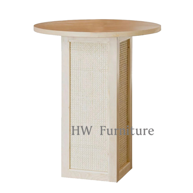 Solid Wood Bar Table/Tall Table With Rattan For Home & Wedding Events Use